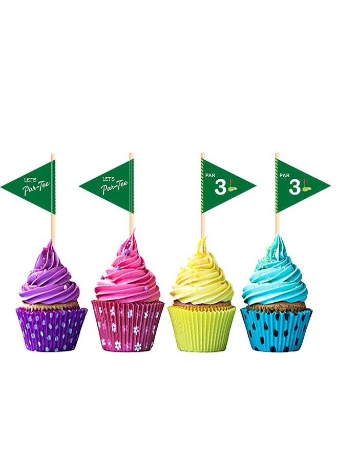 VOWFOO Golf Themed Toothpick Flags, 20 PCS Par 3 Let's Par-Tee Birthday Cocktail Picks Mini Stick Cupcake Toppers for 3rd Birthday Party Food Bar Decorations - Image 5